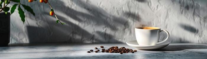 caffè tazza con caffè fagioli su un' bianca sfondo. foto