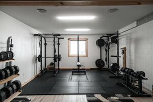 casa allenamenti con casa palestra, conveniente fitness soluzioni per occupato stili di vita, trasformando vivente spazio in personale fitness santuario, raggiungimento Salute e benessere obiettivi a partire dal comfort di casa. foto