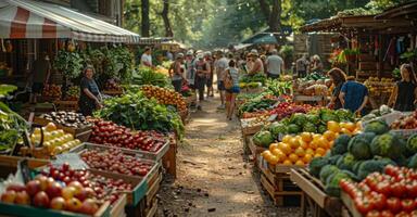 persone shopping a agricoltori mercato foto