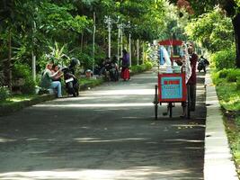 aprile 11 2024. ombreggiato atmosfera su il strade in giro manahan stadio, surakarta città. centrale Giava. Indonesia foto