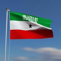 somalia bandiera è agitando nel davanti di un' blu cielo con sfocato nuvole nel il sfondo foto