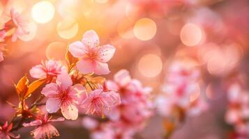 bellissimo sakura rami avvicinamento. primavera fioritura ciliegia alberi, sakura, sfondo con primavera fiori foto