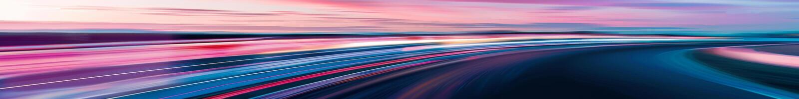 autostrada circuito nel presto mattina con vivace rosa e blu leggero sentieri foto