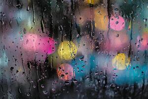 un' sfocato di gocce di pioggia su un' finestra foto