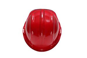 rosso plastica opera casco su bianca sfondo foto