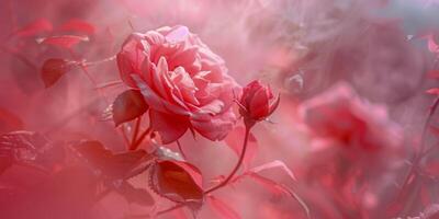 sognante rosa giardino morbido rosa fioriture nel etereo leggero foto