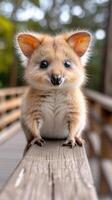 incantevole sguardo. un' curioso Quokka in mezzo della natura serenità foto