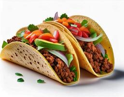 messicano cibo tacos isolato su bianca sfondo foto