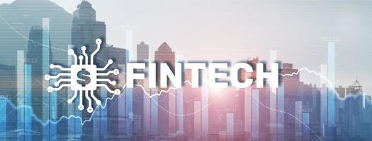 concetto di tecnologia finanziaria. fintech sullo sfondo della città moderna foto