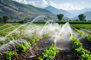 precisione irrigazione sistemi e agricolo pratiche contribuendo per il efficiente uso di acqua nel agricoltura. foto