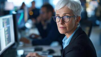 professionale più vecchio donna nel un ufficio ambiente foto