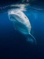 balena squalo mangiare plancton nel blu oceano. gigante balena squalo nuoto subacqueo foto