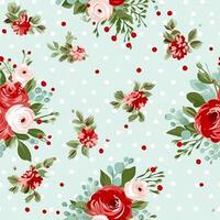 senza soluzione di continuità modello, piastrellabile Natale vacanza floreale, nazione fiori puntini Stampa, inglese campagna Rose per sfondo, involucro carta, album di ritagli, tessuto e Prodotto design foto