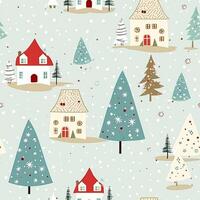 senza soluzione di continuità modello, piastrellabile Natale vacanza nazione puntini Stampa, inglese campagna Villetta per sfondo, involucro carta, album di ritagli, tessuto e Prodotto design foto