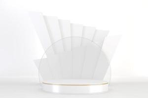 podio romano bianco per prodotto cosmetico su fondo bianco granito. rendering 3d