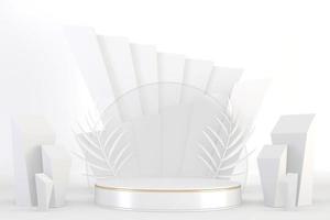 podio romano bianco per prodotto cosmetico su fondo bianco granito. rendering 3d