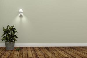 interno del soggiorno, piante in legno sul fondo della parete. rendering 3d foto