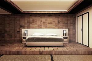 interni di lusso moderno in stile giapponese camera da letto mock up, progettando il più bello. rendering 3d foto
