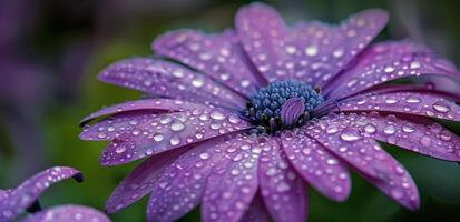 viola fiore con acqua goccioline foto