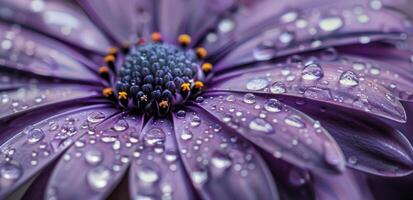 viola fiore con acqua goccioline foto