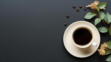 caffè tazza accanto fiori foto