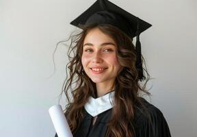 laurea donna nel berretto e toga foto