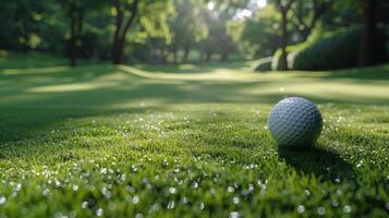 Due golf palle riposo nel erba su soleggiato giorno foto