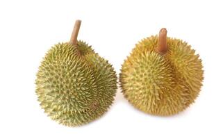 durian frutta, isolato su bianca sfondo. concetto, tropicale e di stagione frutta nel Tailandia. agricoltura raccolti. Là siamo diverso razze nel Tailandia. re di frutta. foto