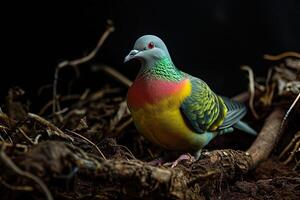 mistico ritratto di collo rosa verde Piccione nel studio, foto