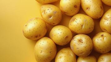 giallo patate su blu tavolo foto