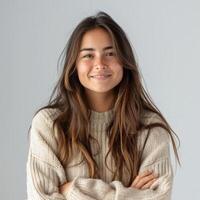 ragazza con lungo capelli e serbatoio superiore foto