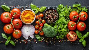 assortito verdure visualizzato su tavolo foto