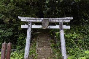 un' pietra le scale vicino giapponese vecchio santuario a il campagna nel gunma Giappone foto