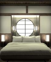 camera da letto moderna zen interior design con decorazione in stile giapponese.3d rendering