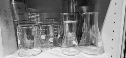 bicchiere fiale per chimico test nel un italiano industriale chimico laboratorio foto