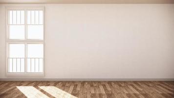 stanza vuota bianca sul design d'interni del pavimento in legno. rendering 3d foto
