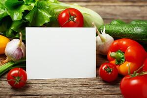 bellissimo modello carta con verdure sfondo un' fresco e vivace Schermo di colorato produrre, ideale per promozione salutare mangiare e fresco di fattoria cucina foto