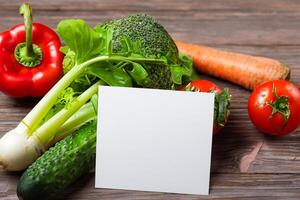 bellissimo modello carta con verdure sfondo un' fresco e vivace Schermo di colorato produrre, ideale per promozione salutare mangiare e fresco di fattoria cucina foto