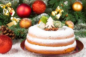 foto torte con Natale ornamenti festivo e divertimento ossequi cattura il spirito di il stagione