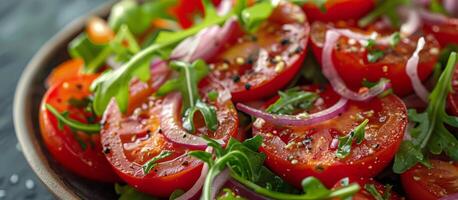 vicino su di un' insalata nel un' ciotola foto