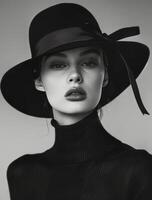 donna indossare nero cappello e maglione foto