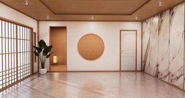 interno soggiorno in stile tropicale con parete in granito design.3d rendering foto