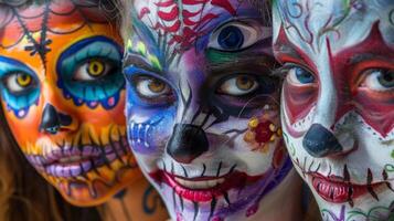 un' collezione di colorato e creativo viso dipingere kit Perfetto per trasformando in macabro creature o capriccioso personaggi per Halloween parti e eventi foto