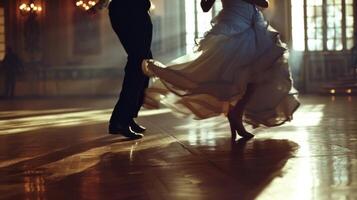 il grazioso definito muscoli di un' sala da ballo ballerino come essi mossa attraverso il pavimento con precisione e fluidità. foto