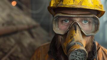 protettivo maschere siamo logoro di minatori per proteggere loro a partire dal il dannoso polvere e vapore foto
