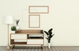 mock up mobile tv in una moderna stanza vuota giapponese - stile zen, design minimal. rendering 3d foto