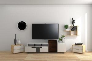 tv giappone - smart tv mock-up su stanza vuota, parete bianca in interni moderni e vuoti. rendering 3d