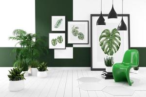 camera moderna in stile tropicale con composizione - design minimale. rendering 3d foto
