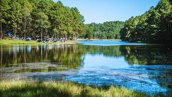 il bellissimo paesaggio naturale del lago a pang ung, mae hong son in thailandia. foto