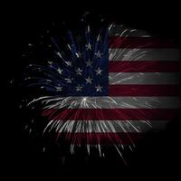 concetto di festeggiare indipendenza giorno nel unito stati di America. Stati Uniti d'America nazionale bandiera con fuochi d'artificio fondale per 4 ° di luglio. foto